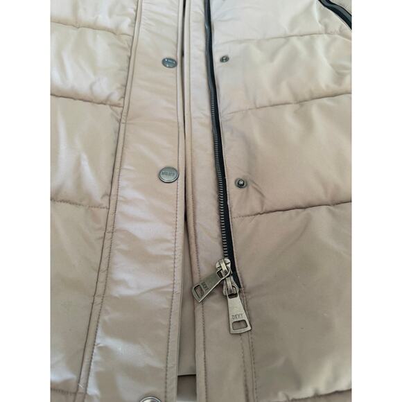 DKNY Tan Beige Long Puffer Coat Size Small Warm Winter Outdoors - Picture 9 of 13